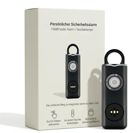 Notio Alarm, Taschenalarm Extra Laut 130db, Led-Stroboskoplicht,Sirene Geeignet für Ältere Menschen Und Frauen, mit Schlüsselanhänger(1 Stück)