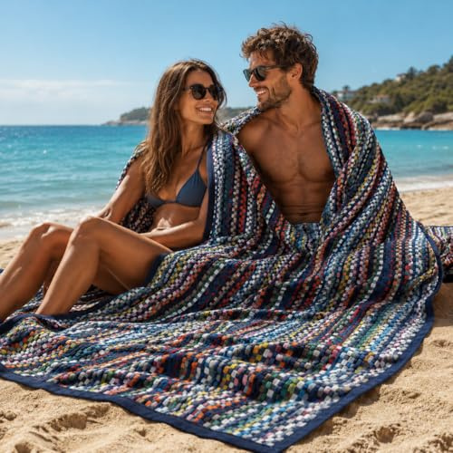 Betz badhandduk XXL duschhandduk bastuhandduk strandhandduk 100 % bomull rutig färgglad 100 x 200 cm