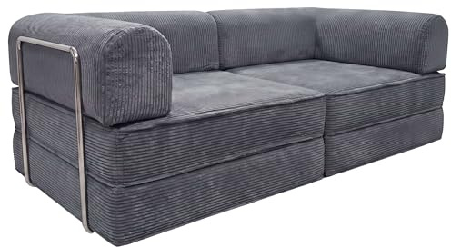 Sofá Cama Futón Plegable Nest 2 Plazas Salón Pana Gris Oscuro 182 cm