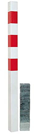 Absperrpfosten Vierkant 70x70mm, herausnehmbar, H=1000mm über Flur, 1300 mm gesamt, Rot/Weiß - ACHTUNG OHNE VERSCHLUSS - nur LOSE EINSTECKBAR!!