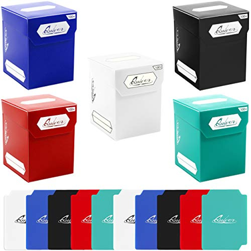 Quiver Time 100+ Standard Trading Card Deck Blocks Fits MTG Deck & Other TCG Cards - Set of 5 Commander Deck Box with 2 Dividers/Card Deck Box (White, Black, Blue, Red & Green)