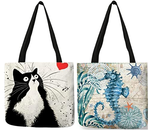 Rayson Zweiteilige Cartoon-segeltuchtasche Einkaufstasche Mit Großer KapazitÄt UmhÄngetasche Tote Bag Wiederverwendbare Einkaufstasche Waschbar 40 * 40cm Lager 10kg