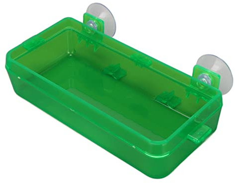 Reptile Feeding Food Water Bowl, Sturdy High Hardness Wall Mounted Green Removable Suction Cup Reptile Feeder Escape Proof for Bearded Dragon for Lizard (L)