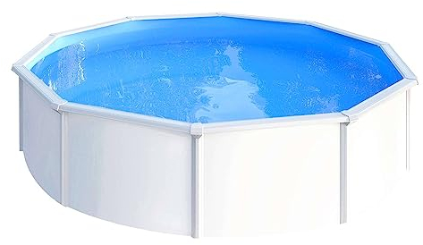 Planet Pool Stahlwandpool rund 460x120 cm, Stahl 0,4 mm weiß, Folie 0,3 mm blau, Overlap
