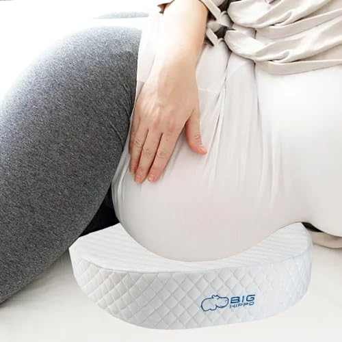 Big Hippo Keilkissen Bett,Mutterschaftskissen,Reflux Kissen Bettkeile Anti- Koliken und Schnarchen, 38 x 33 x 9 cm Seitenschläferkissen für Schwangerschaft - Weiß