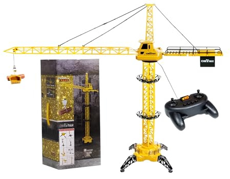 RLS 128cm Adjustable Height Wired Construction RC Toy Tower Crane With Lights for boys and girls