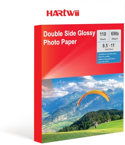 HARTWII 110 Sheets Thick Double Sided Glossy Photo Paper 8.5x11 Inch 69LB