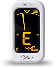 Carry-on RCT-1 Wiederaufladbares chromatisches Stimmgerät zum Anklippen für Gitarre, Bass, Ukulele C, Violine mit großem schwenkbarem LCD-Bildschirm, Weiß