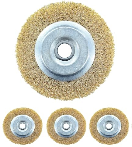YEJAHY Lot de 4 brosses à joints, brosse de désherbage pour débroussailleuse, brosse à herbes sauvages, brosse métallique, brosse de rechange pour enlever les mauvaises herbes et la mousse