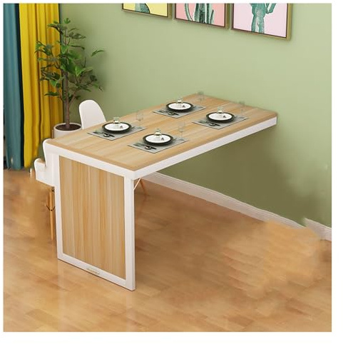 LFIEVO Sealed Edge Craftsmanship Wall Mounted Folding Table Solid Wood Space Saving Folding Kitchen Table Computer Table with Pull-outs Invisible Wall Table Home Office Workbench Table