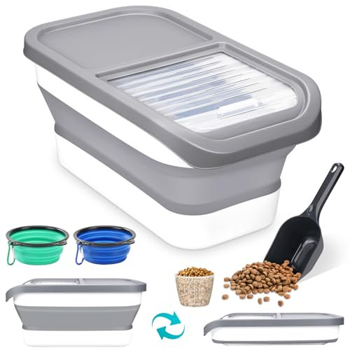 KIMIGO Hundefutter Aufbewahrung,Dog Food Containe,Pet Food Container 8kg,Faltbarer Hundefutter Box mit Deckel Löffel Messbecher,Luftdichte Behälter zur Aufbewahrung von Lebensmitteln