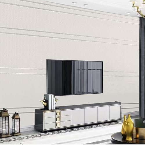 Trafagala Luxury Nordic Modern Cream White Horizontal and Vertical Stripes Embossed Non-Woven Wallpaper Living Room Bedroom Adults Background Hallway Lounge Kitchen Wallpaper