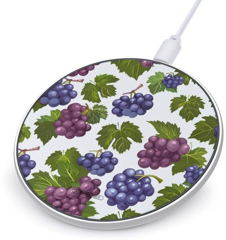Uva viola con foglie verdi stazione di ricarica wireless Pad caricabatterie wireless portatile caricabatterie rotondo caricabatterie per telefono