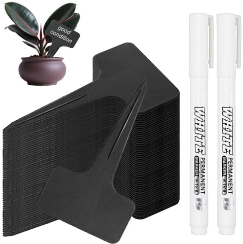 160 Stück Pflanzschilder für Draussen, 6x10cm Plastik pflanzschilder für draussen wetterfest, Kunststoff Stecketiketten zum Beschriften und 2 Stück Stift für Gemüse Blumen