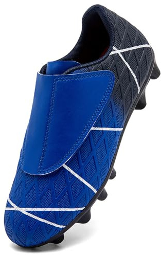 VTASQ Chaussures de Football Garçon Fille Chaussure de Foot Spike Crampons Adolescents Athlétisme Professionnel Entrainement Chaussures de Sport pour Extérieur Noir Bleu EU28