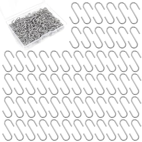 DGN 200 unidades Mini ganchos en S, 2 mm, pequeños ganchos en S, ganchos de drenaje en S para Opbergdoos, Herbruikbaar pequeños metales S ganchos, Om op te hangen, voor Sieraden, Hangers