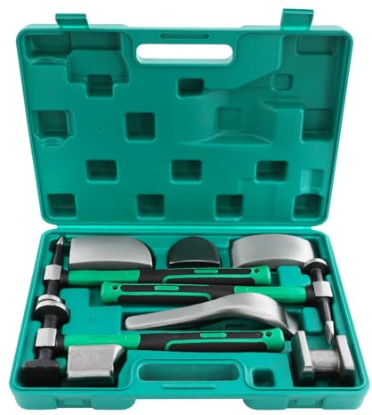 Snnowdate Juego de reparación de abolladuras para coche, 9 piezas, con martillo de bola, herramienta para abolladuras de carrocería, juego de herramientas para trabajos de chapa precisa, reparación de
