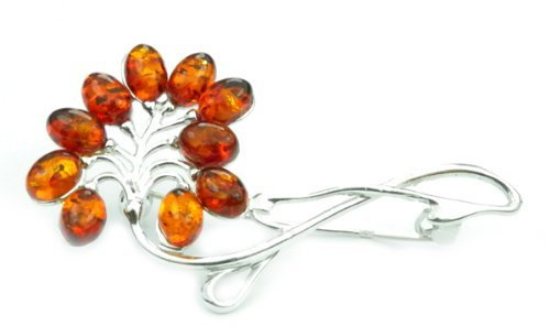 SilverAmber Damen-Brosche 925 Silber mit Bernstein - 4031