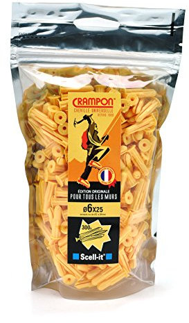 Crampon Sachet de 300 Chevilles 6x25, Jaune, CR06-XLBAG