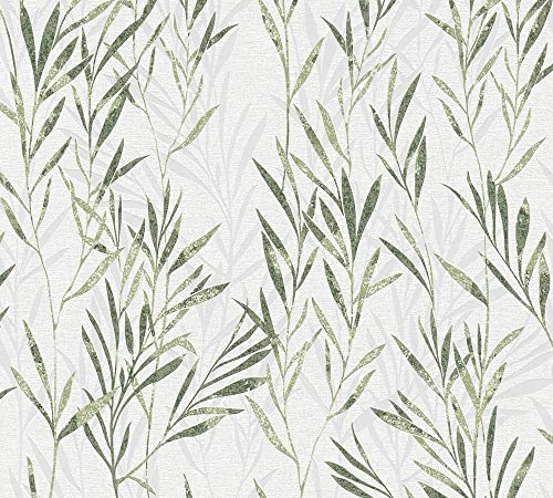 A.S. Création 367123 36712-3 Flavour Papier peint intissé Motif floral Vert/blanc 10,05 m x 0,53 m