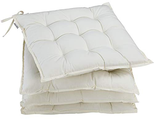 Detex® 4X Cojines para Sillas Cozy Crema 44x44x5cm Almohadones Asiento Viscoelásticas Cojín Exterior Lavable