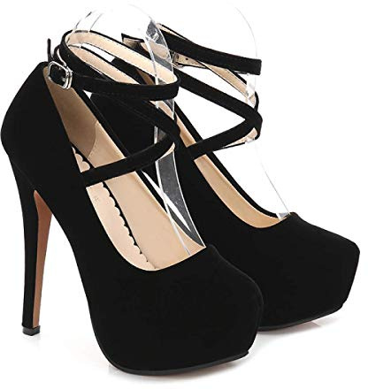 CYwinterB Talons Hauts Sexy en Daim Talon Aiguille Plate-Forme Pompe élégant Bout Rond Bretelles à la Cheville Talons Hauts Chaussures de mariée Chaussures habillées Chaussures pour Femmes 35-46
