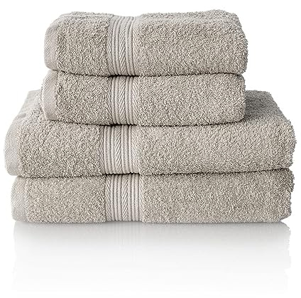 ALCLEAR Komfort frottéhandduk set absorberande av 100% ekologisk bomull, frottéserie i 6 färger och 5 storlekar, färg: silvergrå, 2 x duschhanddukar 70 x 140 cm och 2 x handdukar 50 x 100 cm