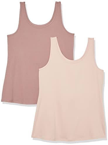 Amazon Essentials Women's Plus Size Tank Top, Pack of 2, Blush/Dark Taupe, XXL Plus