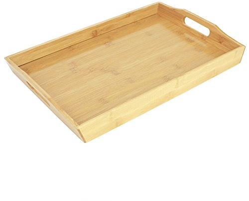 COM-FOUR® Bandeja de Madera de bambú - Bandeja para Servir el Desayuno en la Cama o en el sofá - Bandeja Decorativa (01 Pieza - bambú)