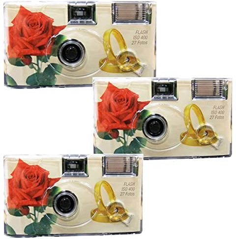 3X 1A Photo PORST Einwegkamera Hochzeit Rosen + Ringe je 27 Aufnahmen (3er Pack)