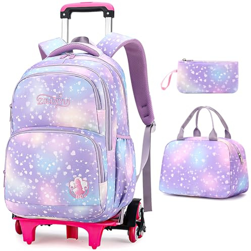 Voici et Voila Regali Scolastici 4 Sets Zaino Ruote per Bambini Elementare Scuola Ragazza Trolley Borsa Viaggio Zainetti per Bambini Cartella Scuola Ragazzi 32x18x45cm
