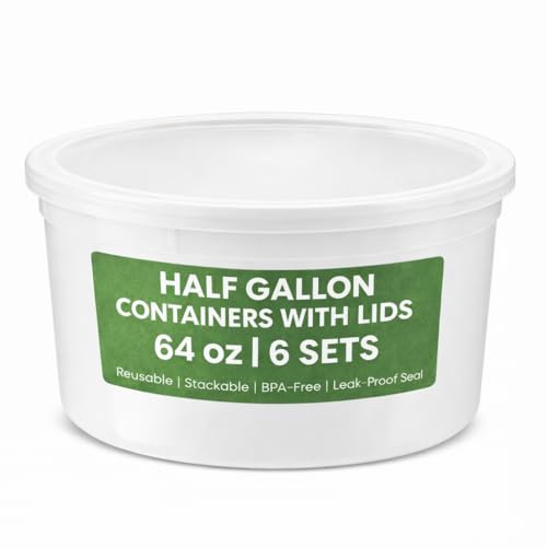 64 Oz Plastic Food Storage Containers (6-Sets) Leak-Proof Deli Containers