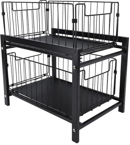 Glomora Organisateur sous évier, étagère à épices Extractible en Fer à 2 Niveaux, étagère De Rangement De Comptoir pour Armoire De Cuisine Et De Salle De Bain