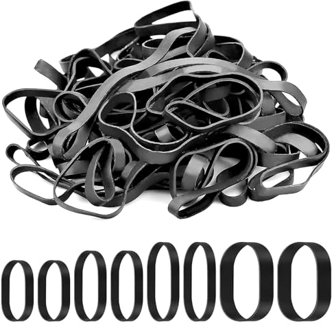 Riutilizzabile Elastici Neri Gomma 80 Pezzi Elastici in Gomma di Grandi Larghezza Elastici Cancelleria Elastici Ufficio Riutilizzabile 4 Dimensioni di Elastici in Gomma per Casa, Ufficio, Scuola