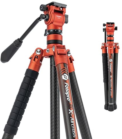 Fotopro X-Aircross 3 Video 157,5 cm lätt resestativ med flytande huvud 1,1 kg ultralätt professionell bärbar kolfiber för DSLR-kamera belastning upp till 10 kg