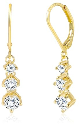 ALEXCRAFT Gold Ohrringe für Damen, Lange Hängende Ohrringe Hypoallergen 14K Vergoldet Französische Ohrringe Creolen mit Anhänger Zirkon Stein Strass Ohrhänger Glitzer Tropfenohrringe Lange Damen