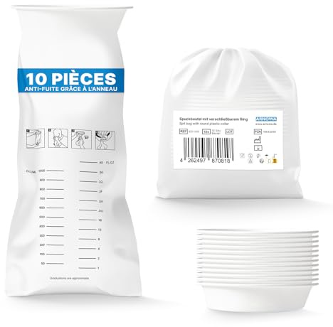 ARNOMED 10 x 2000 ml LDPE Poop Bags, Leak-Proof, Spit Bags with Ring, Travel & Pregnancy Nausea, Children & Adults