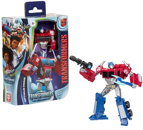 Transformers Toys EarthSpark Deluxe Class Optimus Prime, 12.5-cm Action Figure, Robot Toys for Children Aged 6 and Up