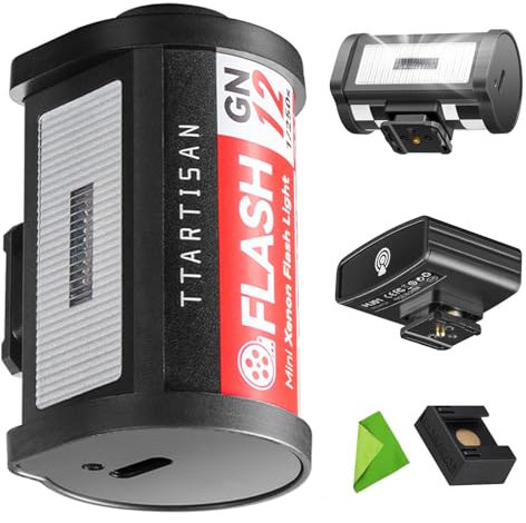 TTARTISAN M01 Mini Flash Speedlite para cámara con Disparador inalámbrico J01, Alcance de 3 m, GN12, 5600K ±200K, batería integrada, 4 Niveles de Potencia, luz de Zapata para Canon, Fuji, Sony, Nikon