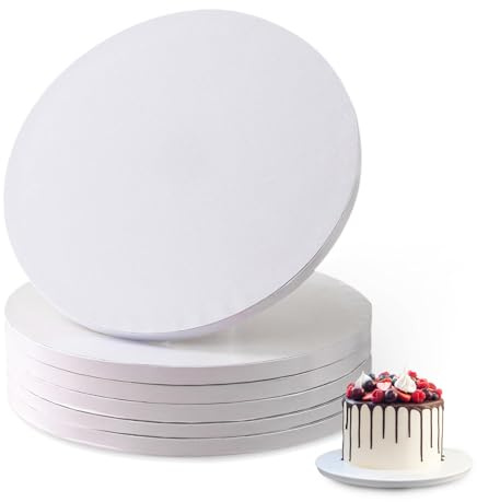 Euablfo 6 Pezzi Sottotorta Tondo,Vassoio Torta Rotondo,20 cm x 12 mm Base Torta,Riutilizzabili Disco per Torta, per il Trasporto di Torte e Dessert da 6-8 Pollici Feste Matrimoni