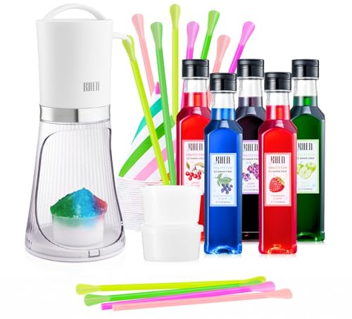 Electric Snow Cone Machine Gift Set with Syrups, Cups & Ice Molds