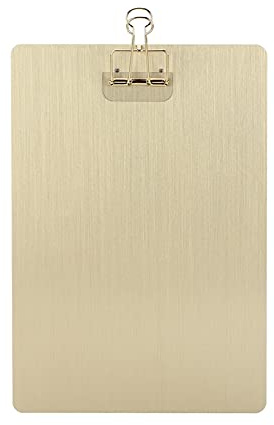 Portapapeles de Plástico, Carpeta de Metal Colgante para Escribir Pintura, Clip Bajo para Aulas, Oficina, Restaurantes, Oficinas Médicas (Dorado)