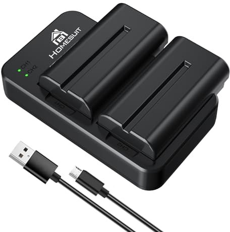 Homesuit NP-F550 Battery 2900mAh and Dual LED Charger Kit Compatible with Sony NP-F970 F960 F770 F750 F570 F550 F530 F330 CCD-SC55 TR516 TR716 TR818 TR910 TR917 TR940 (2-Pack)