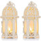 Nuptio Lanterne À Bougie de Marocain, 2 Pièces Porte-Bougie Chauffe-Plat de Petite Taille avec des Panneaux de Verre Transparent Idéal pour la Terrasse, L'intérieur L'extérieur, Événements