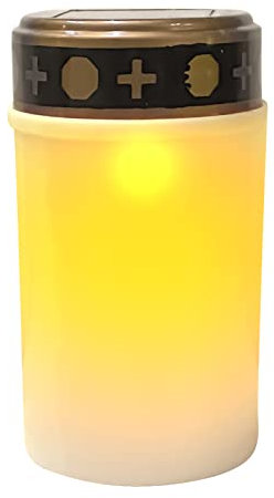 Lanterne funéraire LED solaire - Cimetière - Lumières rituelles avec effet vacillant réaliste - Étanche à l'extérieur - Pour prière, décorations festives - rituels de cimetière - Blanc