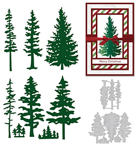 GLOBLELAND Christmas Tree Cutting Dies for Card Making Metal Pine Trees | Plant Frame Die Cuts for Scrapbooking Paper Decoration DIY Album Craft Decor