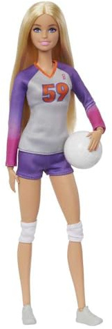 Barbie Carriere - Barbie Pallavolista, bambola snodata con divisa sportiva, palla e accessori, giocattolo per bambini, 3+ anni, HKT72
