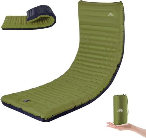 GGOV Isomatte Selbstaufblasend für Camping, 12 cm Höhe Bequeme Selbstaufblasende luftmatratze für Wandern, Ultraleicht Wasserdicht Luftmatratze Outdoor, mit Fußpresse Pumpe, Tragbar Kleines Packmass