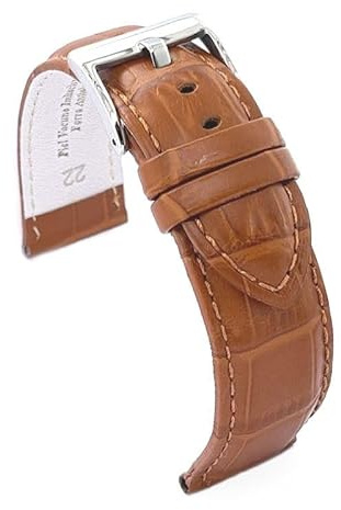 diloy Cinturino orologio pelle stampa alligatore 368 | Cinturino in pelle bovina sportivo uomo o donna. Spessore 5 mm cuciture bianche rosse e blu con sgancio rapido o utensili