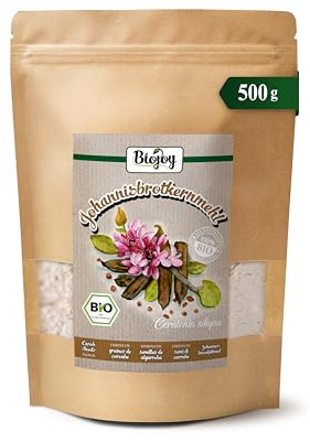 Biojoy Ekologiskt johannesbrödkärnmjöl, glass, naturligt bindemedel, 500 g | Malda johannesbrödkärnor från Italien, Ceratonia siliqua L.